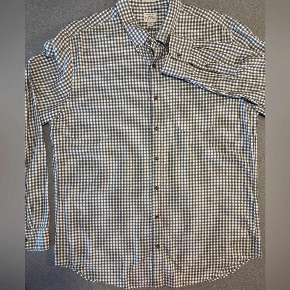 J. Crew Brushed Twill Shirt Mens XLarge T Casual Button Down gingham‎ classic